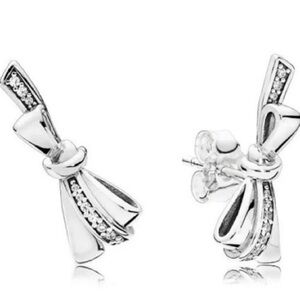 Pandora Brilliant Bow Stud Earrings-Retired